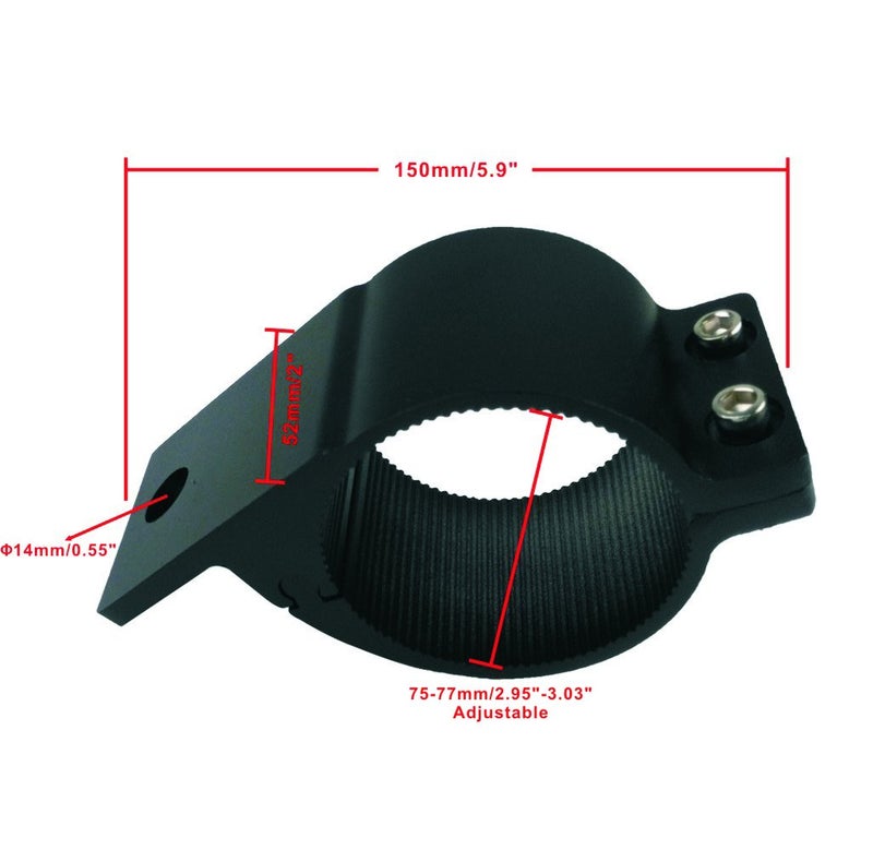 Audak 1 Pair 3 Inch Aluminum Mounting Bracket Tube Clamp for Bullbar Roof Rack Roll Cage (75-77mm/2.95-3.03 Inch Adjustable) - Image 2